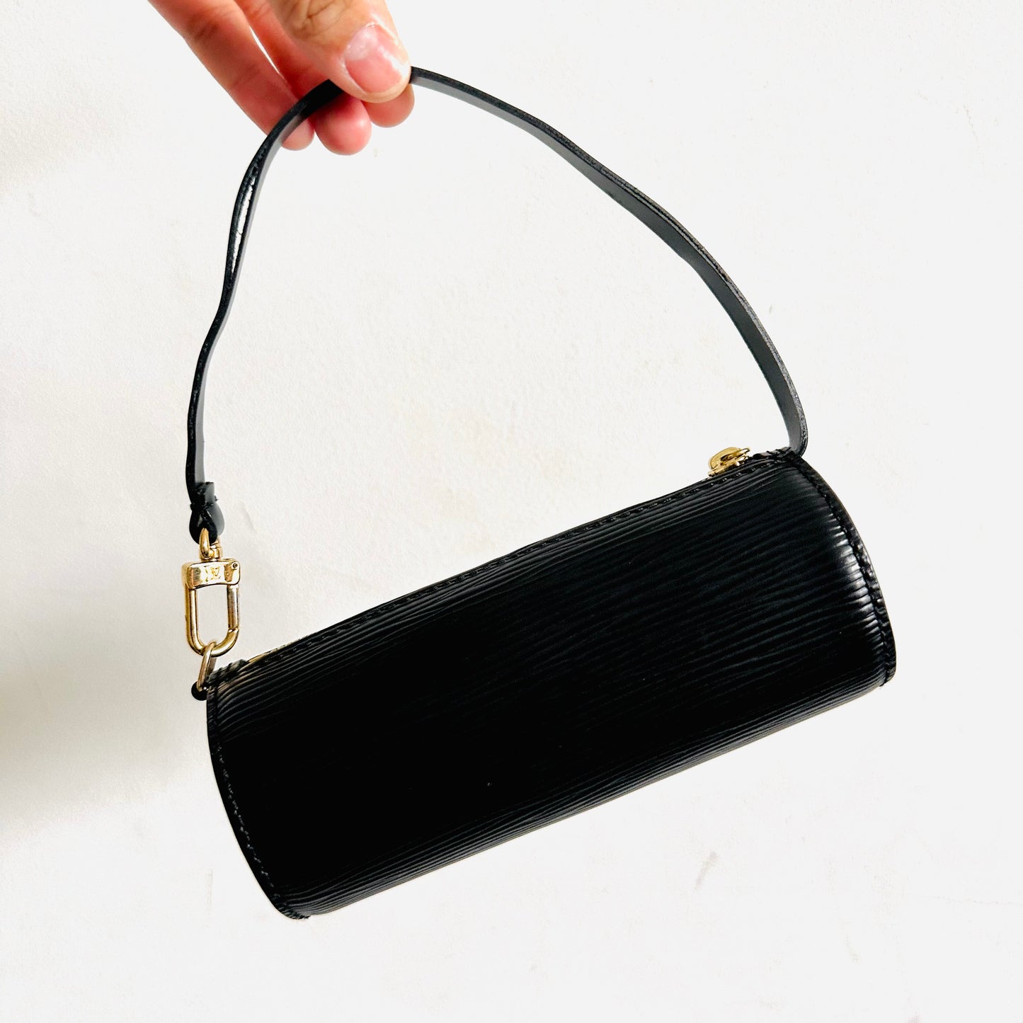 Louis Vuitton LV Black GHW Epi Leather Mini Monogram Logo Papillon Roller Pochette Accessories Accessoires Shoulder Bag