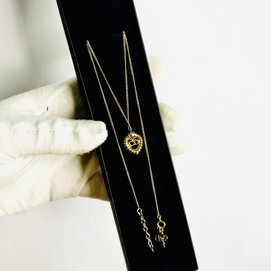Christian Dior CD Giant Heart Gold Monogram Logo Pendant Necklace
