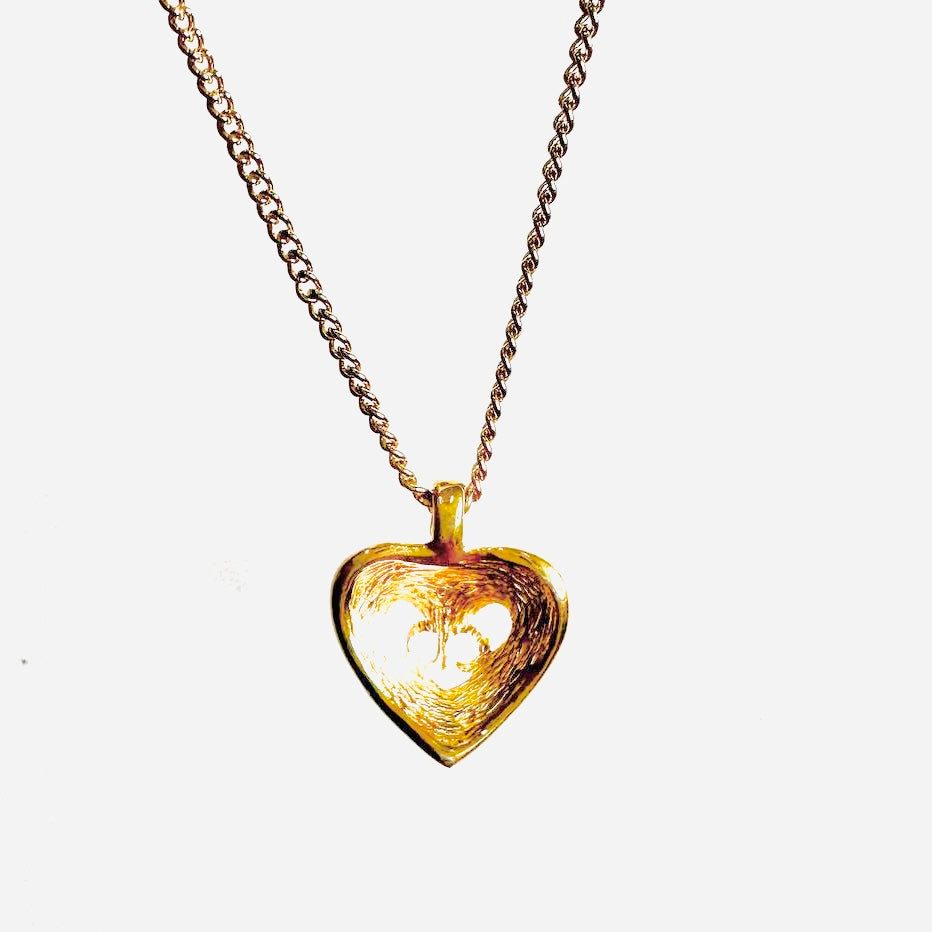 Christian Dior CD Giant Monogram Logo Gold Heart Pendant Necklace