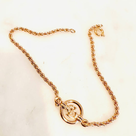 Christian Dior CD Gold Classic Chain Round Monogram Logo Bracelet