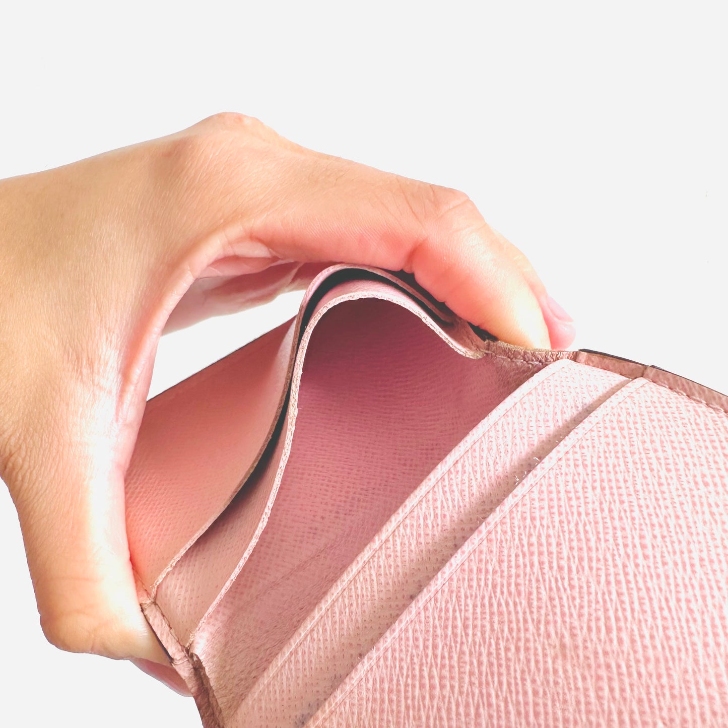 Louis Vuitton LV Zoe Monogram Logo & Rose Ballerine Pink Leather GHW Classic Logo Flap Compact Trifold Wallet