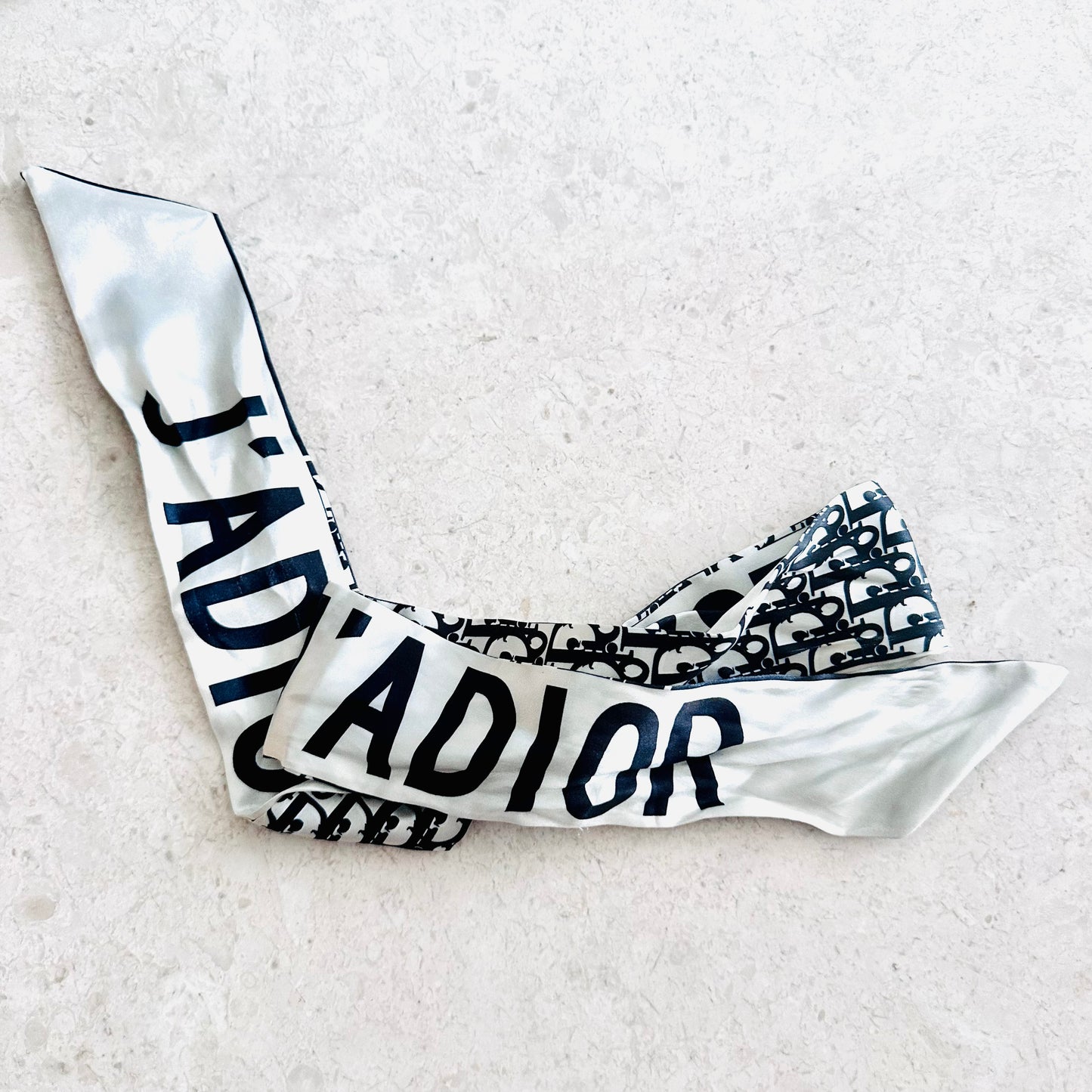 Christian Dior Oblique Monogram Logo CD Mitzah Silk Twilly