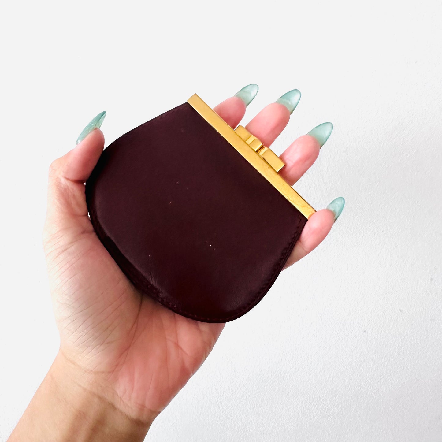 Cartier Maroon GHW Monogram Logo Smooth Leather Vintage Round Coin Purse