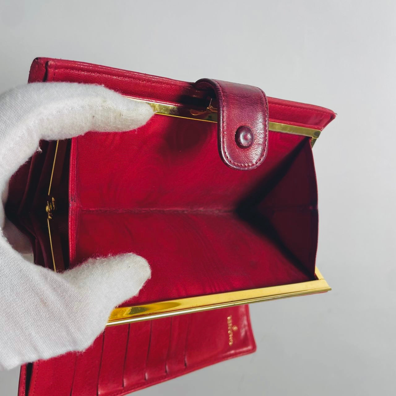 Chanel Red GHW Giant CC Logo Lambskin Leather Vintage Long Flap Bifold Wallet
