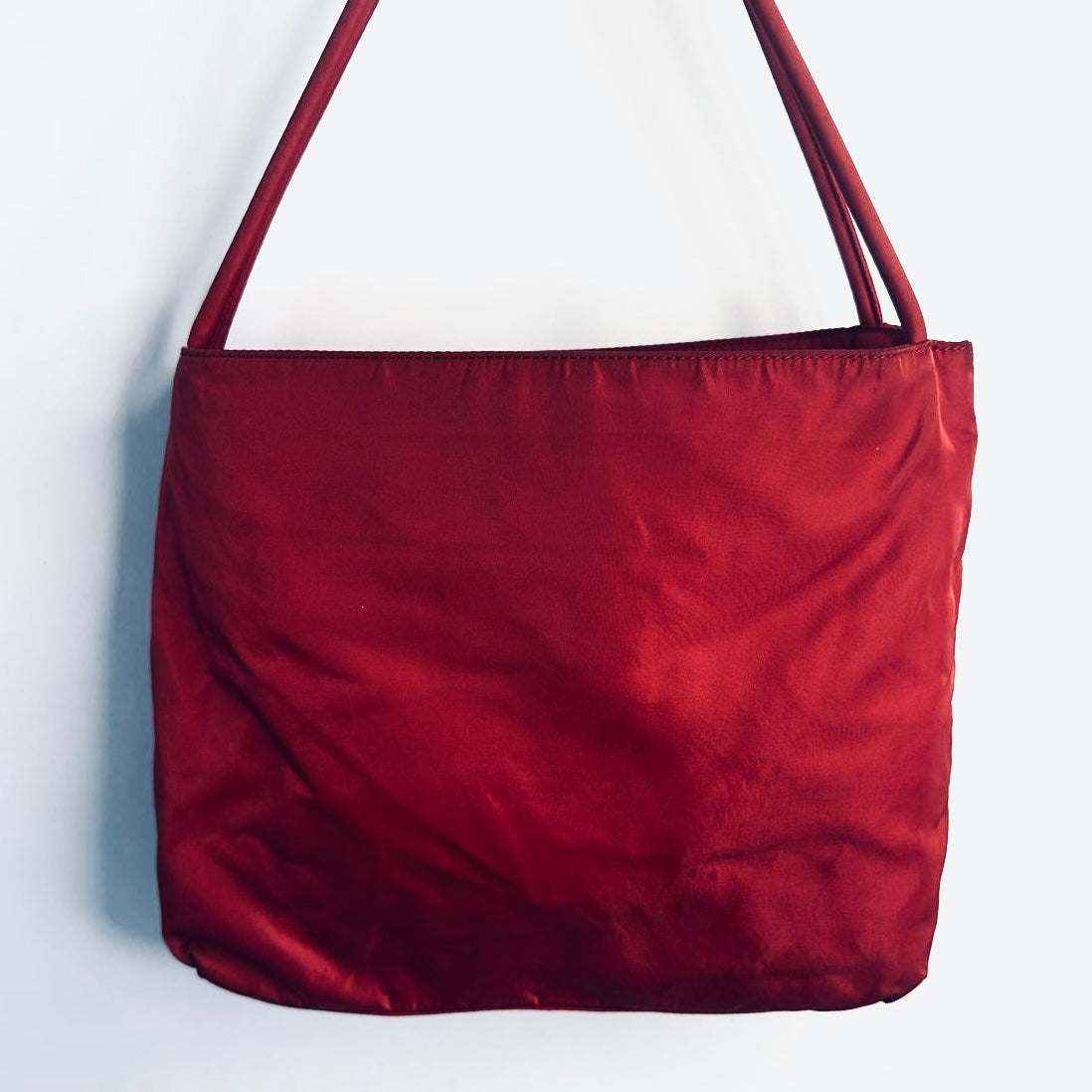 Prada Deep Red Tessuto City Classic Logo Nylon Shopper Shoulder Tote Bag