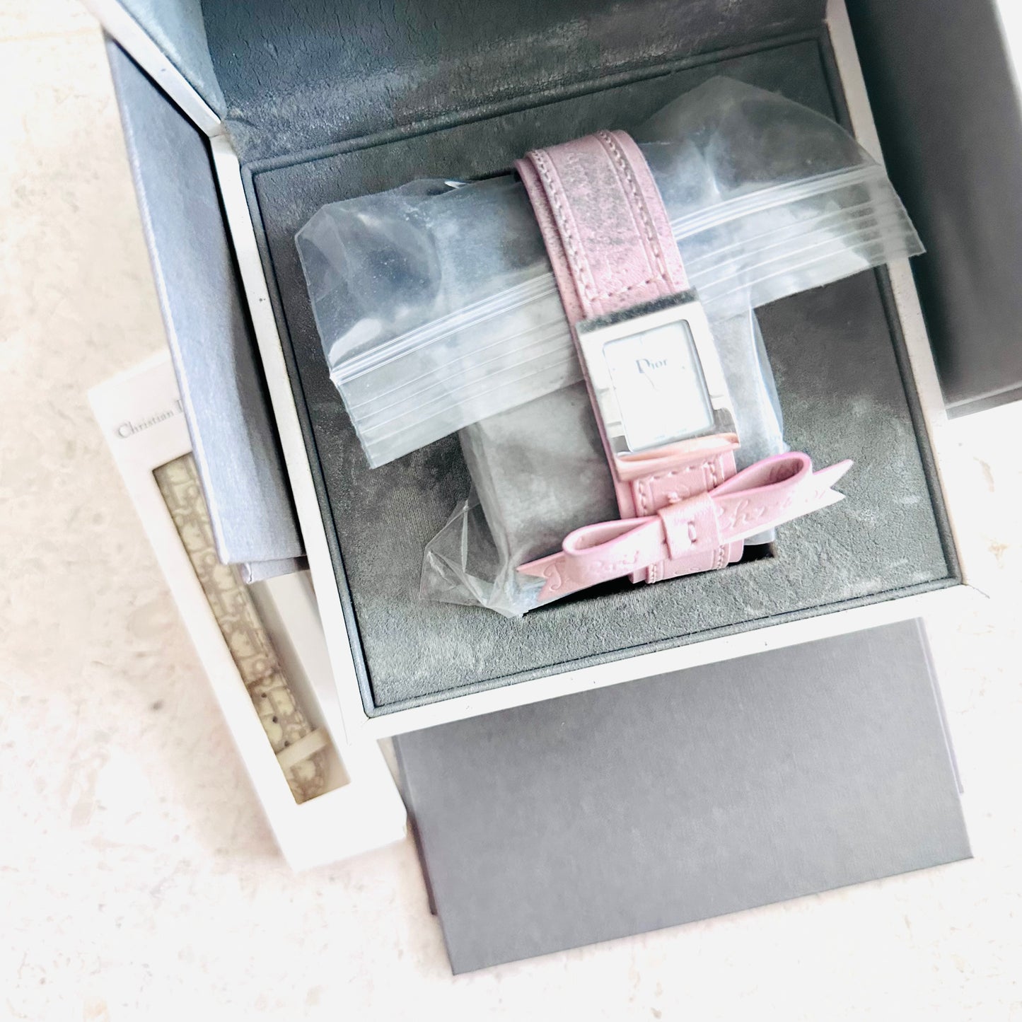 Christian Dior CD White Square Dial Double Straps 19MM Watch