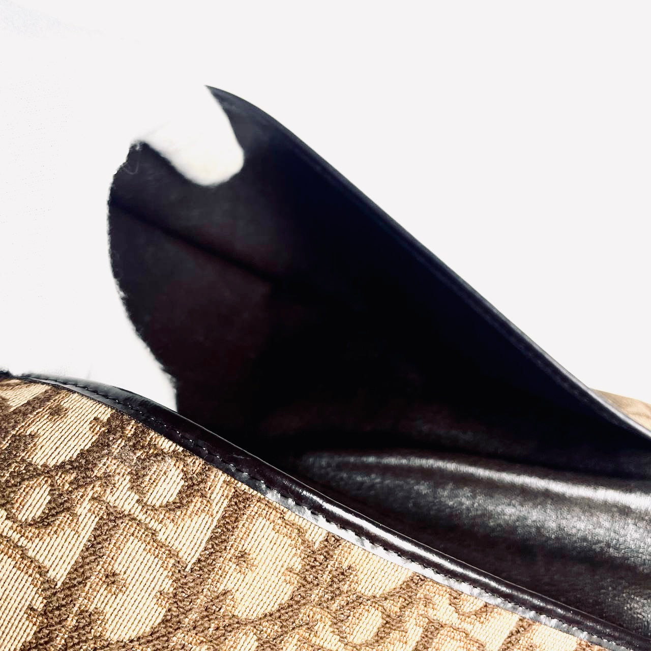 Christian Dior Brown Oblique Monogram Logo Flap Flat Clutch Pouch Case
