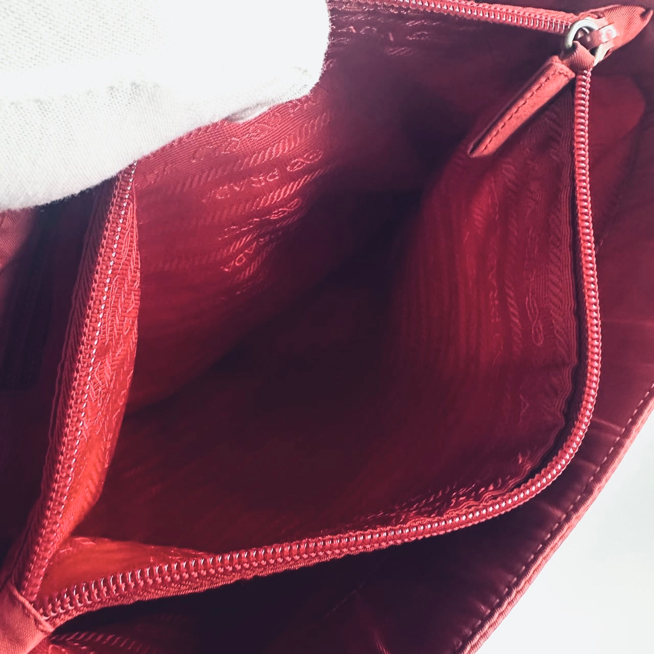 Prada Deep Red Tessuto City Classic Logo Nylon Shopper Shoulder Tote Bag
