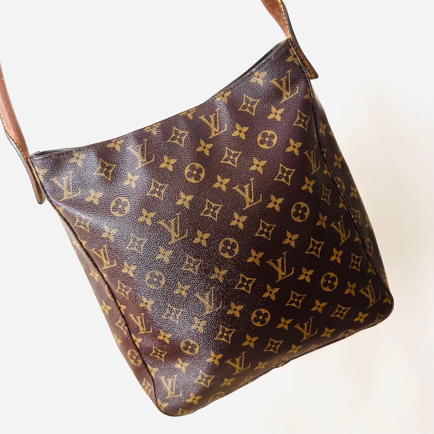 Louis Vuitton LV Monogram Logo GHW Looping Top Handle Hobo Baguette Shoulder Bag