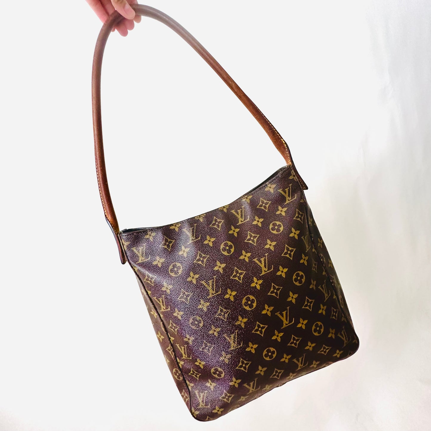 Louis Vuitton LV Monogram Logo GHW Looping Top Handle Hobo Baguette Shoulder Bag