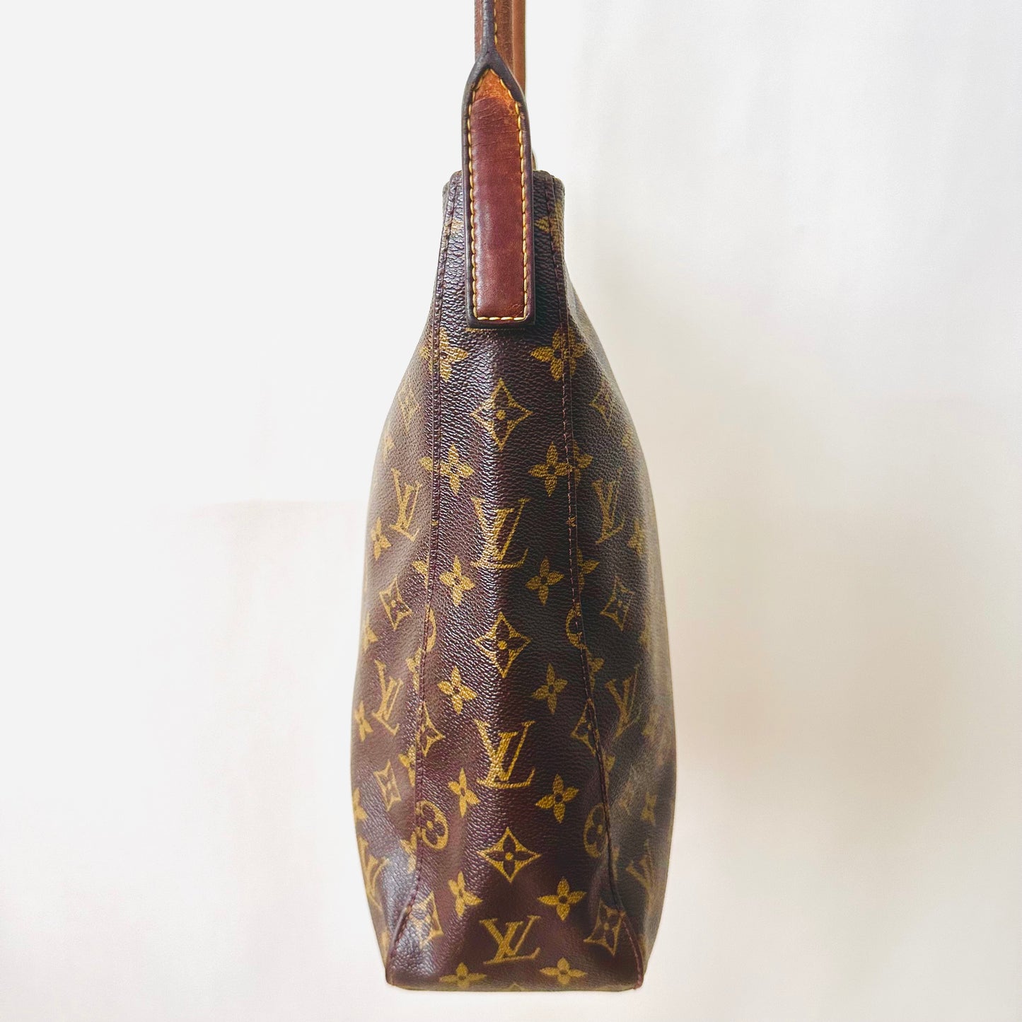 Louis Vuitton LV Monogram Logo GHW Looping Top Handle Hobo Baguette Shoulder Bag