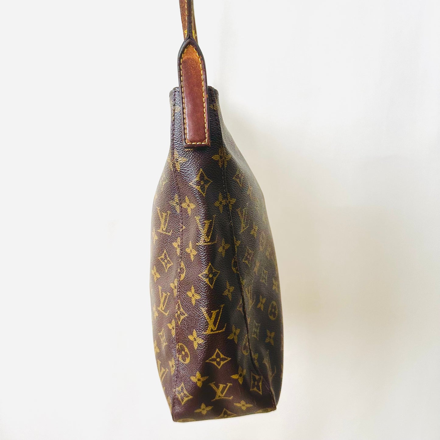 Louis Vuitton LV Monogram Logo GHW Looping Top Handle Hobo Baguette Shoulder Bag