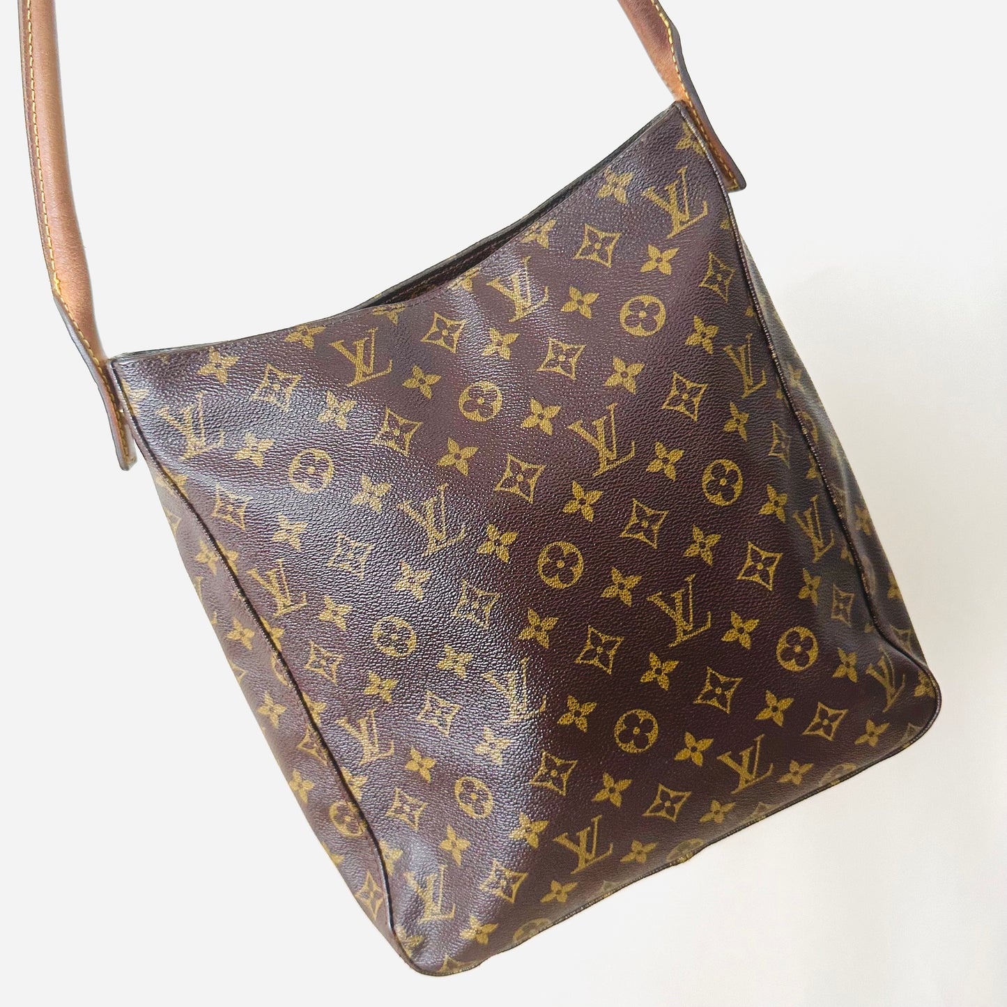 Louis Vuitton LV Monogram Logo GHW Looping Top Handle Hobo Baguette Shoulder Bag