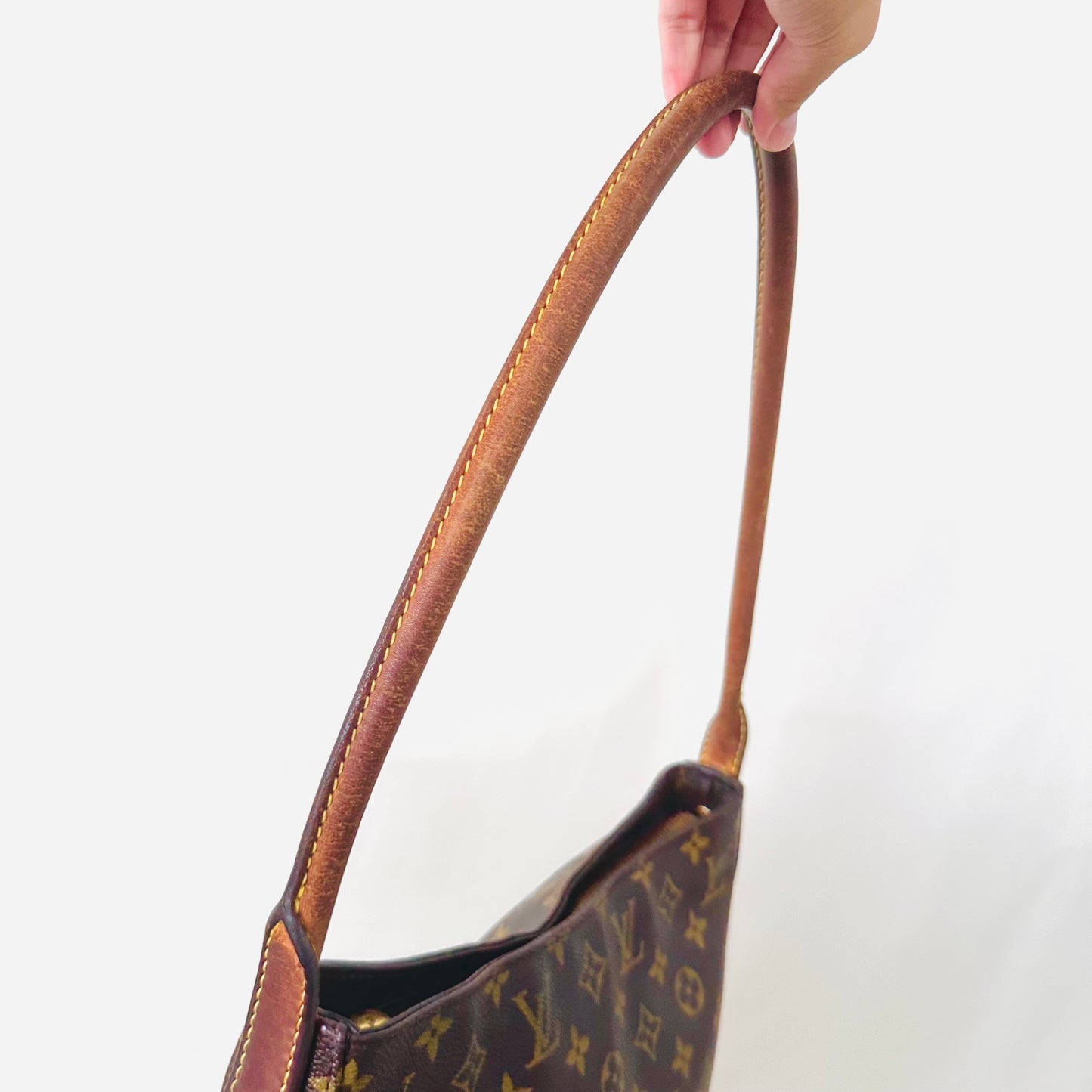 Louis Vuitton LV Monogram Logo GHW Looping Top Handle Hobo Baguette Shoulder Bag