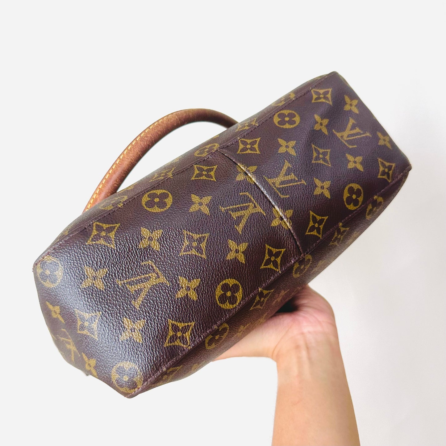 Louis Vuitton LV Monogram Logo GHW Looping Top Handle Hobo Baguette Shoulder Bag