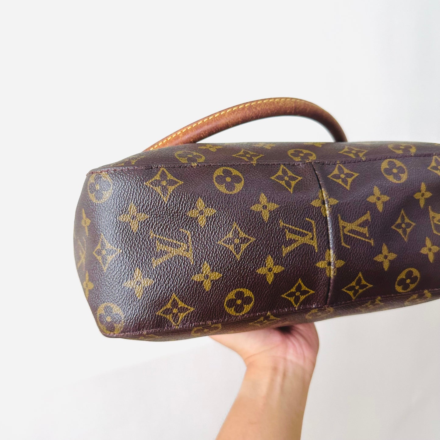 Louis Vuitton LV Monogram Logo GHW Looping Top Handle Hobo Baguette Shoulder Bag