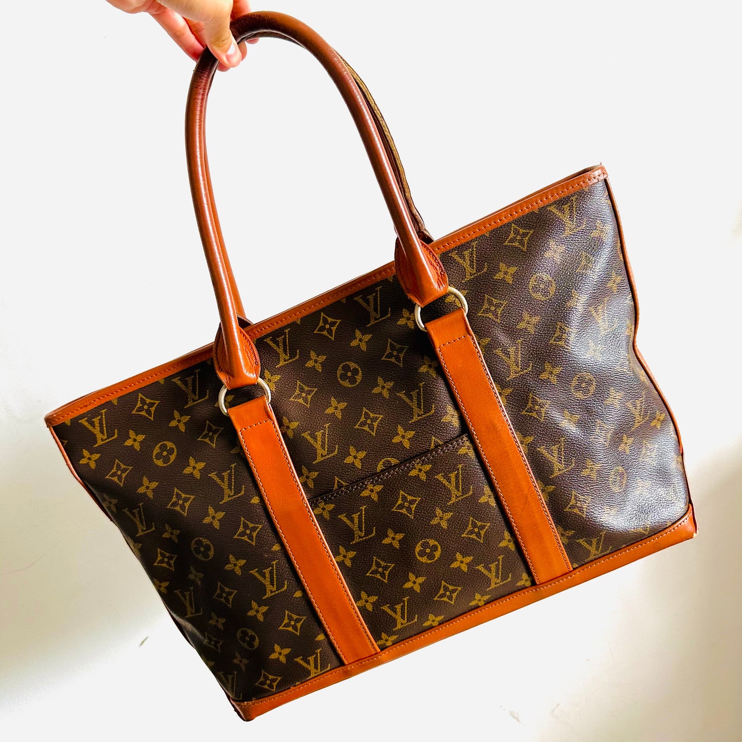 Louis Vuitton LV Sac Weekend Monogram Logo GHW Vintage Shopper Shoulder Tote Bag