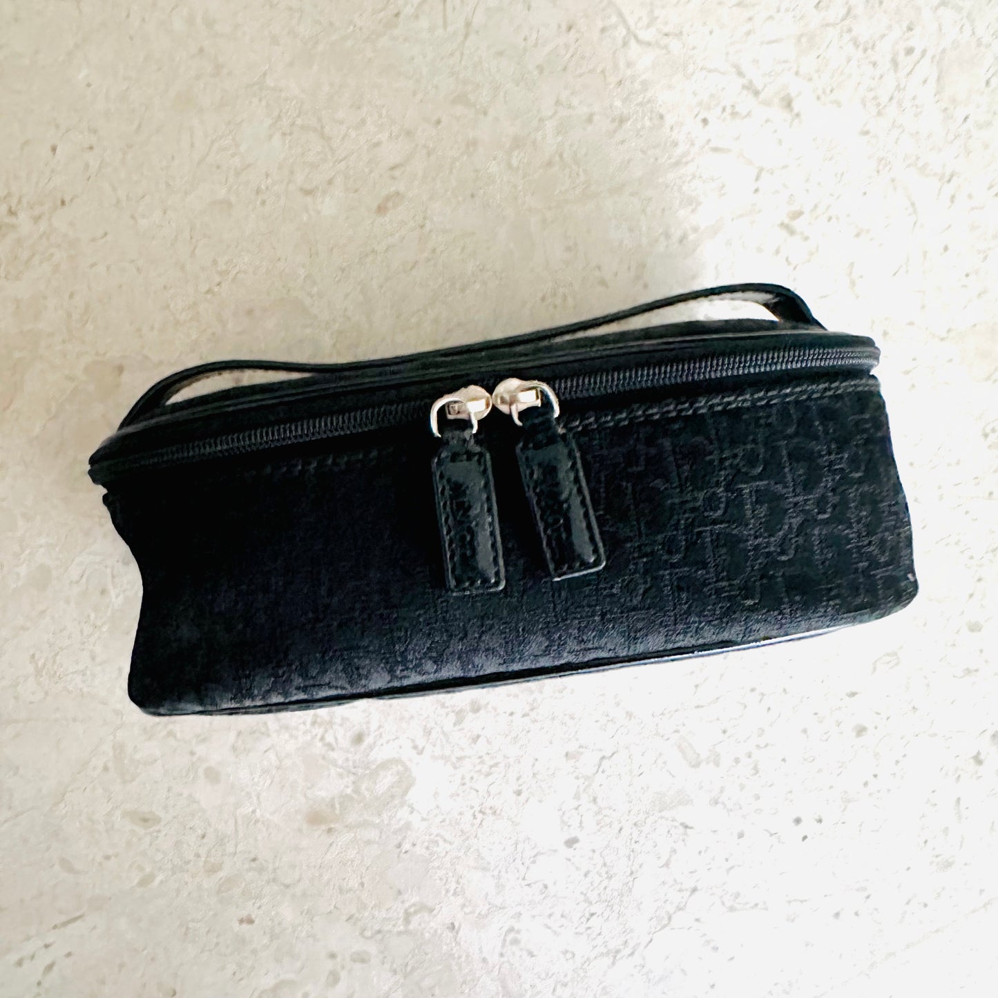 Christian Dior CD Black Oblique Monogram Logo Vanity Top Handle Bag