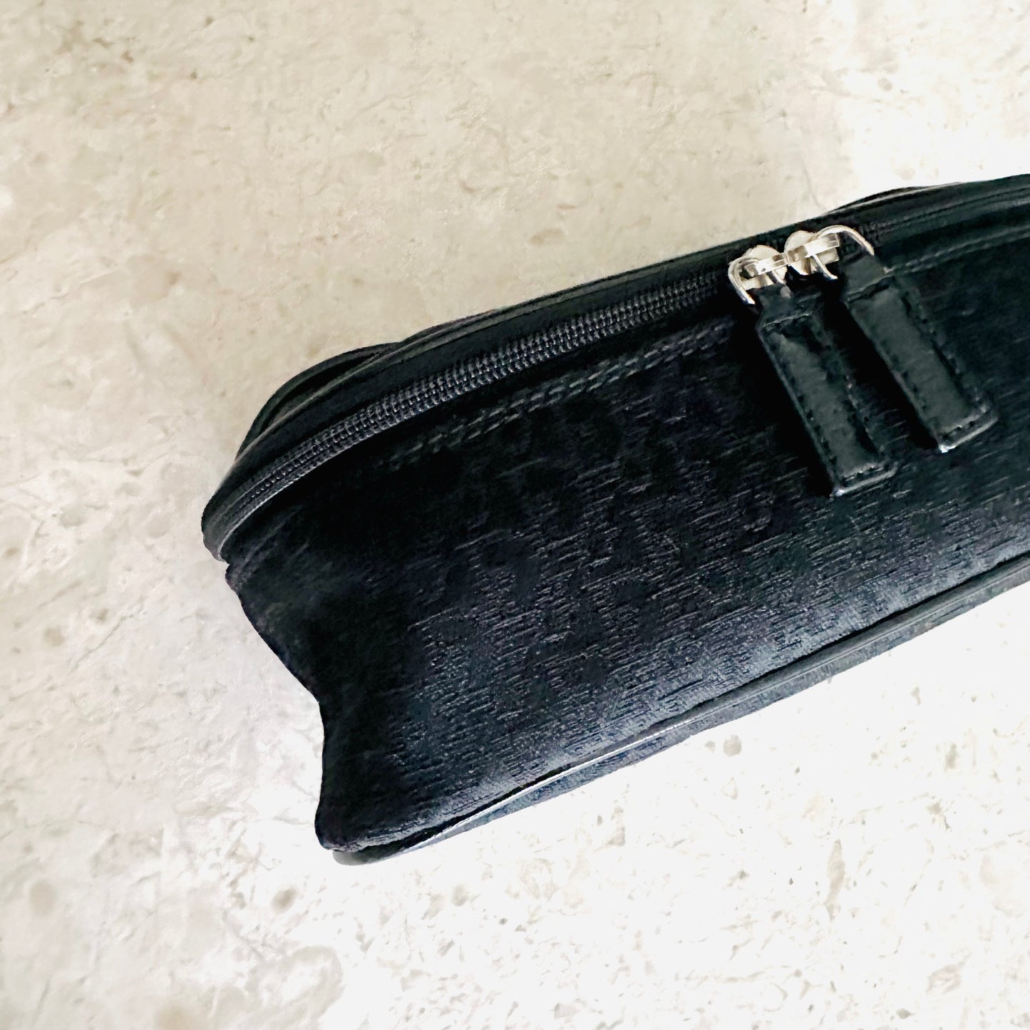 Christian Dior CD Black Oblique Monogram Logo Vanity Top Handle Bag