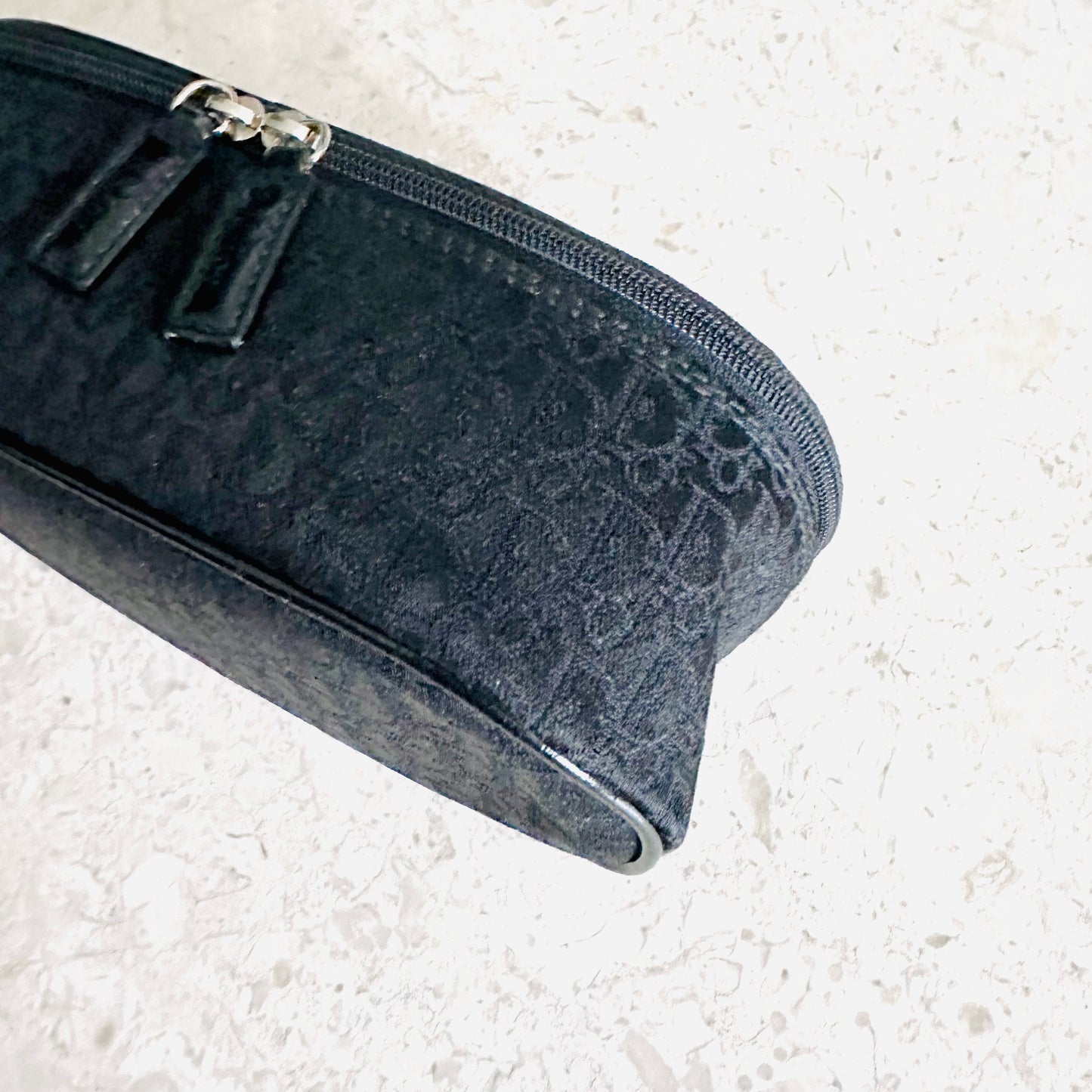 Christian Dior CD Black Oblique Monogram Logo Vanity Top Handle Bag