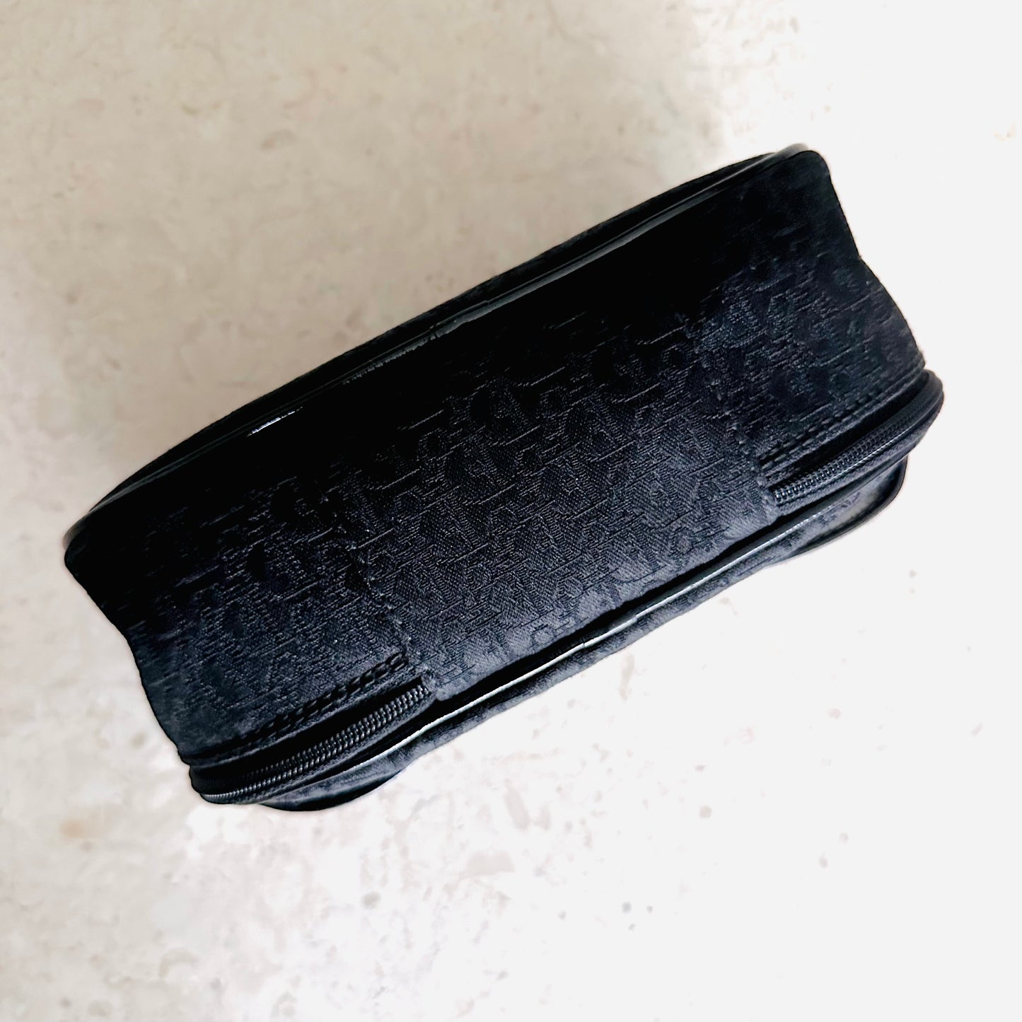 Christian Dior CD Black Oblique Monogram Logo Vanity Top Handle Bag