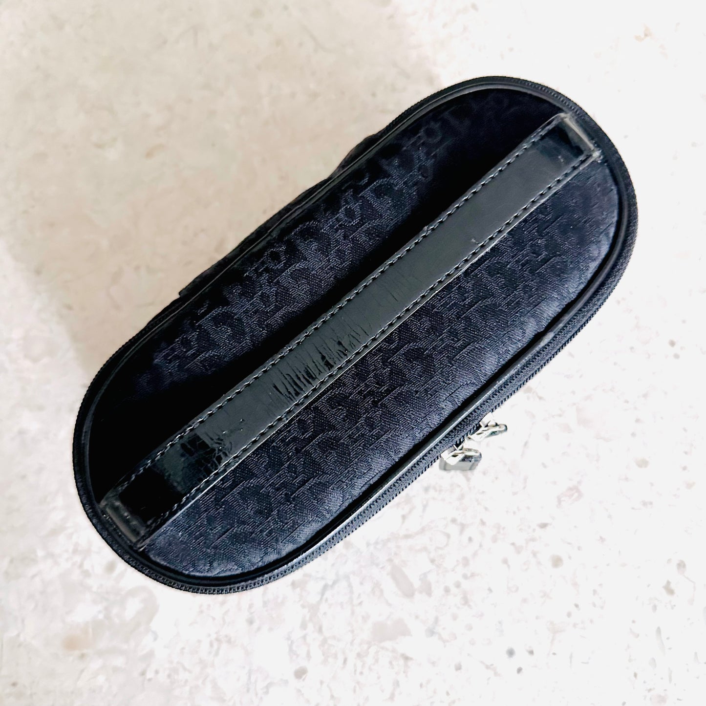 Christian Dior CD Black Oblique Monogram Logo Vanity Top Handle Bag