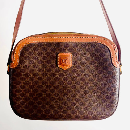 Celine Triomphe Macadam Monogram Logo GHW Zip Vintage Shoulder Sling Bag