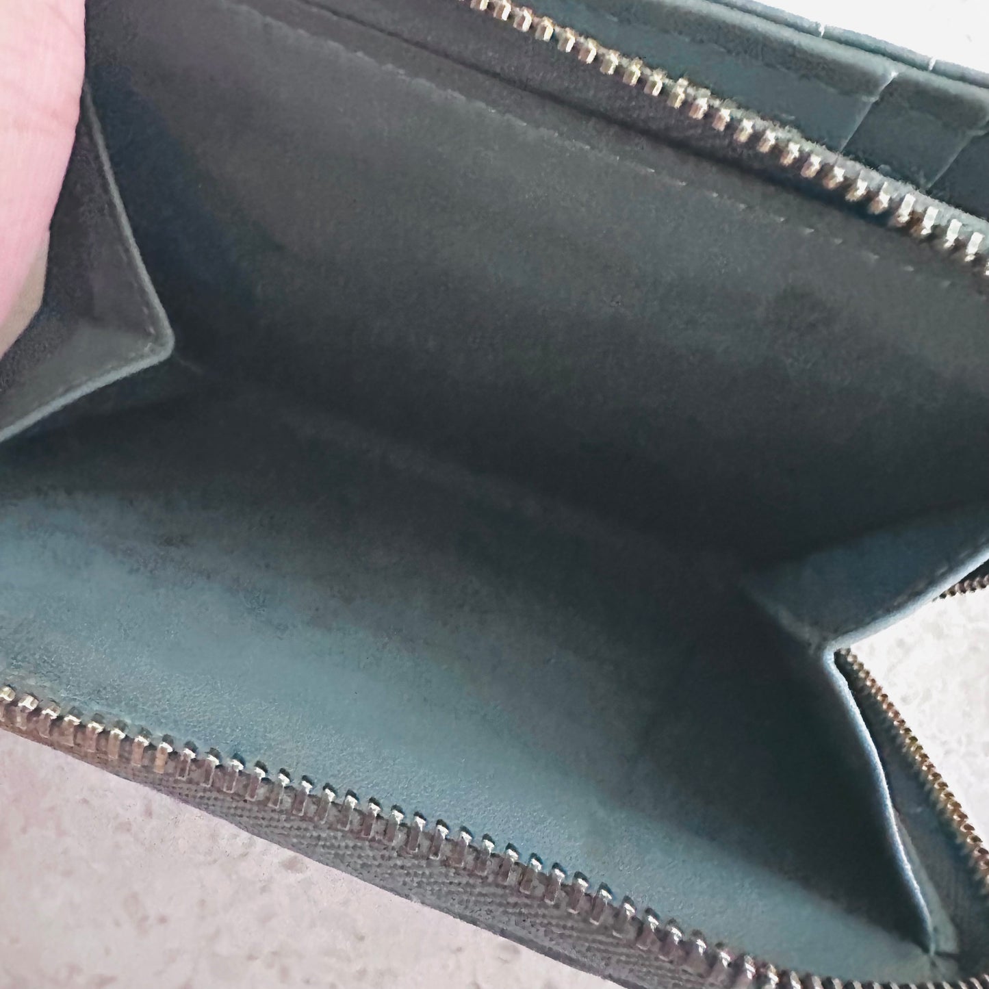 Christian Dior CD Caro Scarlet 30 Montaigne Cloud Blue GHW Quilted Cannage Supple Calfskin Monogram Logo Flap Compact Bifold Zippy Wallet