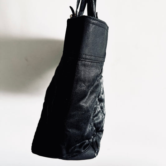 Chanel Black Paris Biarritz Monogram Logo Quilted Coated Fabric & Leather Shoulder Shopper Tote Bag 11s