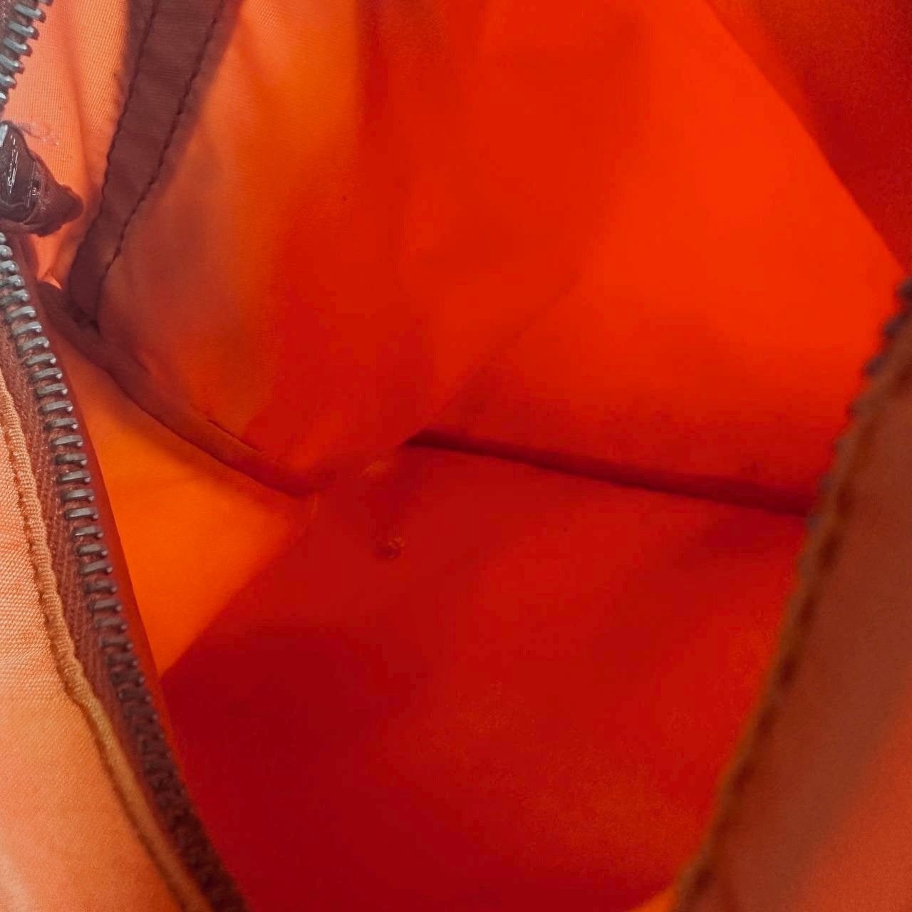 Prada Orange Tessuto Nylon Classic Monogram Logo Small Zipper Shoulder Sling Bag