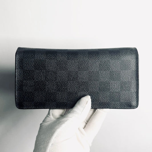 Louis Vuitton LV Brazza Damier Graphite DG Monogram Logo Long Bifold Flap Wallet