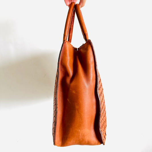 Bottega Veneta Caramel Brown GHW Intrecciato Nappa Woven Leather Tote Bag