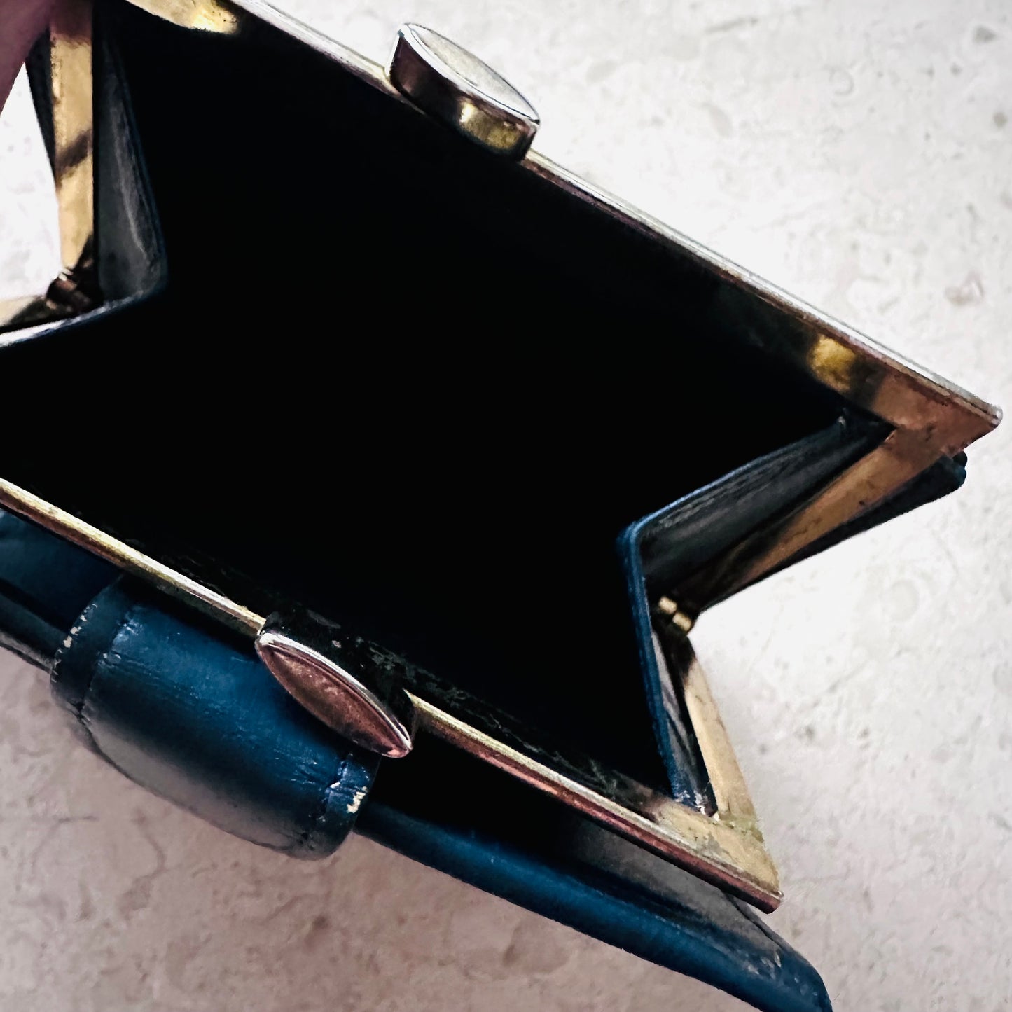 Christian Dior CD Navy Blue Oblique Monogram Logo / Leather Flap Compact Bifold Wallet