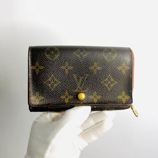 Louis Vuitton LV Monogram Logo GHW Flap Porte Monnaie Compact Bifold Wallet