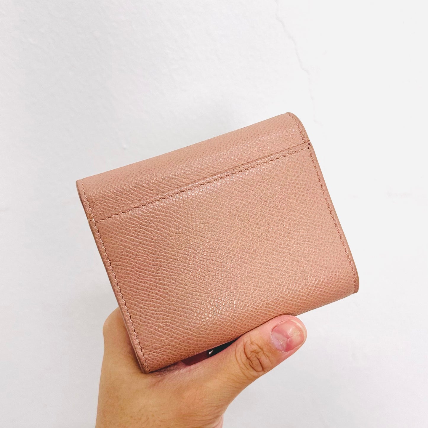 Christian Dior CD 30 Montaigne Medium Lotus Blush Pink GHW Grained Calfskin Monogram Logo Flap Compact Trifold Wallet