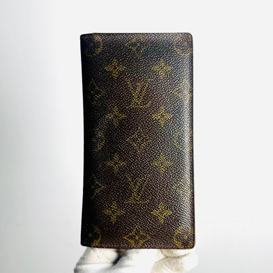 Louis Vuitton LV Brazza Monogram Logo Long Bifold Flap Slim Wallet