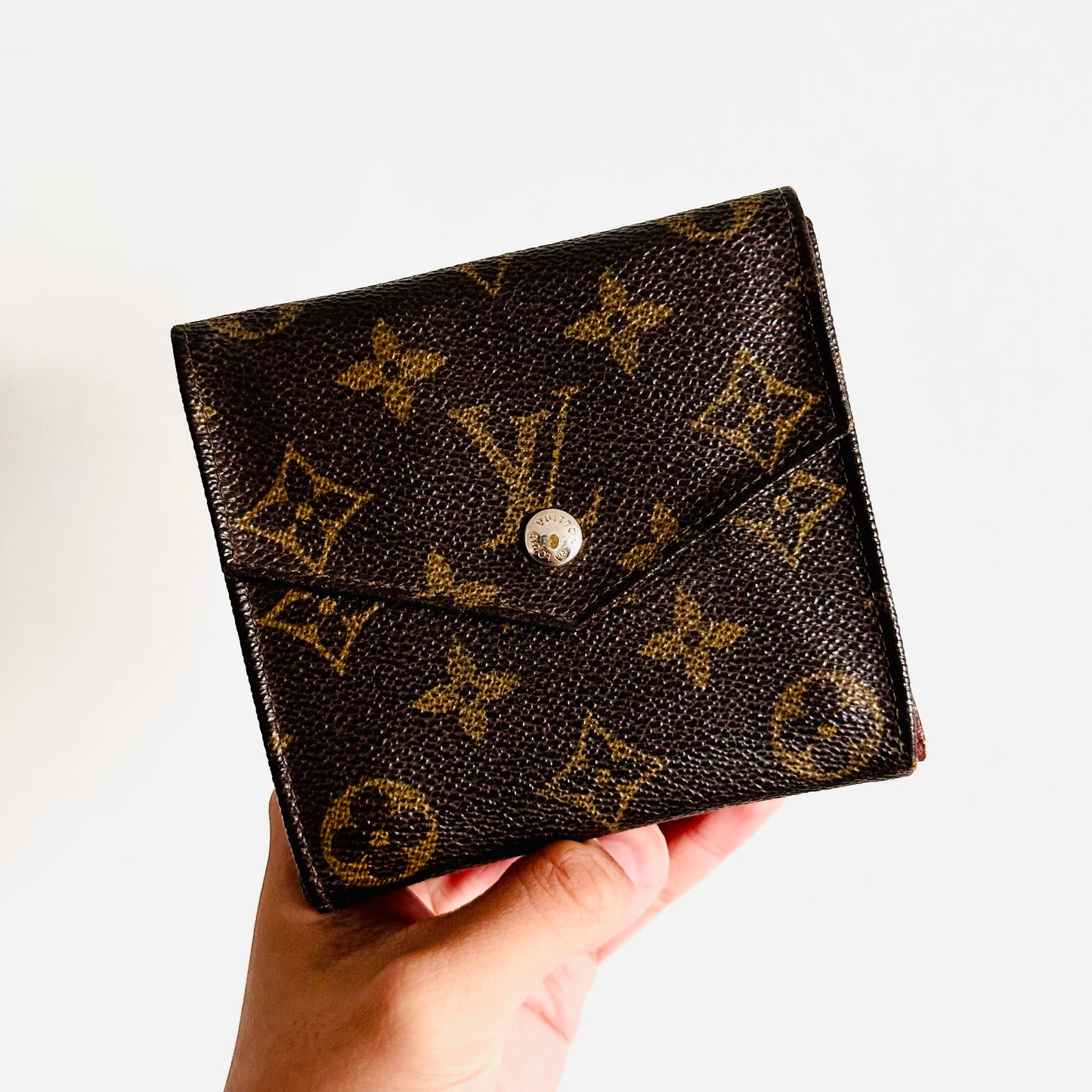 Louis Vuitton LV Elise Monogram Logo GHW Flap Compact Trifold Wallet