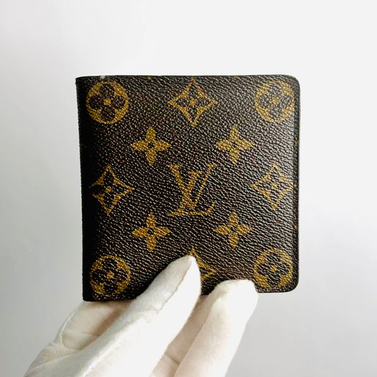 Louis Vuitton LV Porte Monnaie Marco Monogram Logo Flap Bifold Slim Wallet