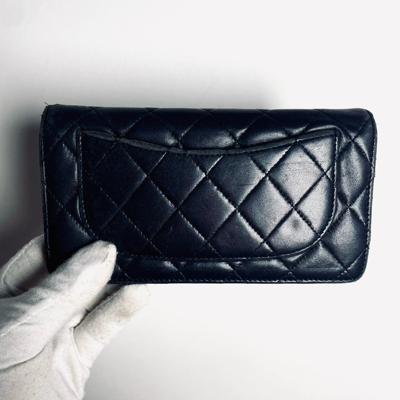 Chanel Black CC Logo Quilted Lambskin Flap Bifold Long Wallet 15s