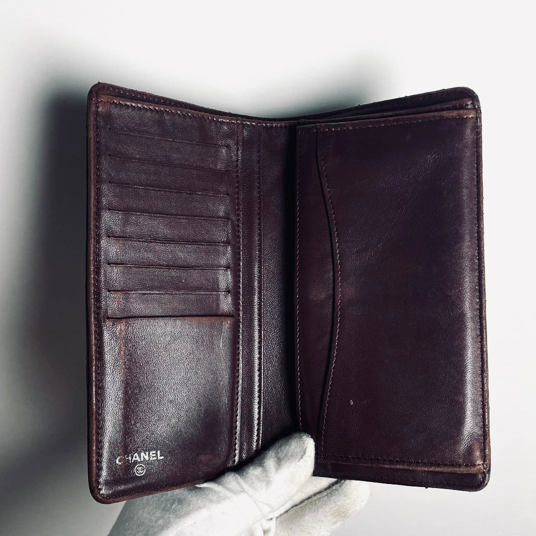 Chanel Black CC Logo Quilted Lambskin Flap Bifold Long Wallet 15s