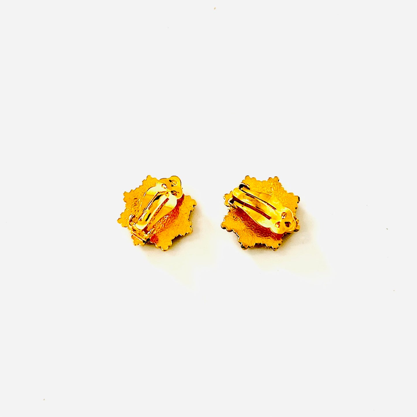 Chanel Giant CC Signature Logo Classic Gold Star Snowflake Clip On Vintage Earrings