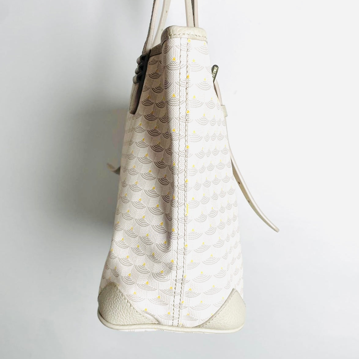 Faure Le Page FLP Sable Taupe Beige Daily Battle 27 Monogram Logo & Leather Shopper Shoulder Tote Bag