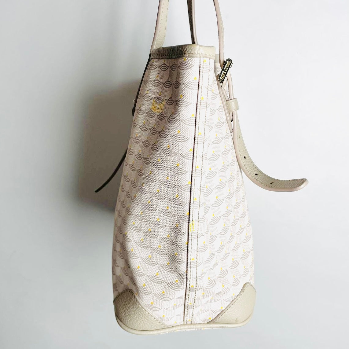 Faure Le Page FLP Sable Taupe Beige Daily Battle 27 Monogram Logo & Leather Shopper Shoulder Tote Bag