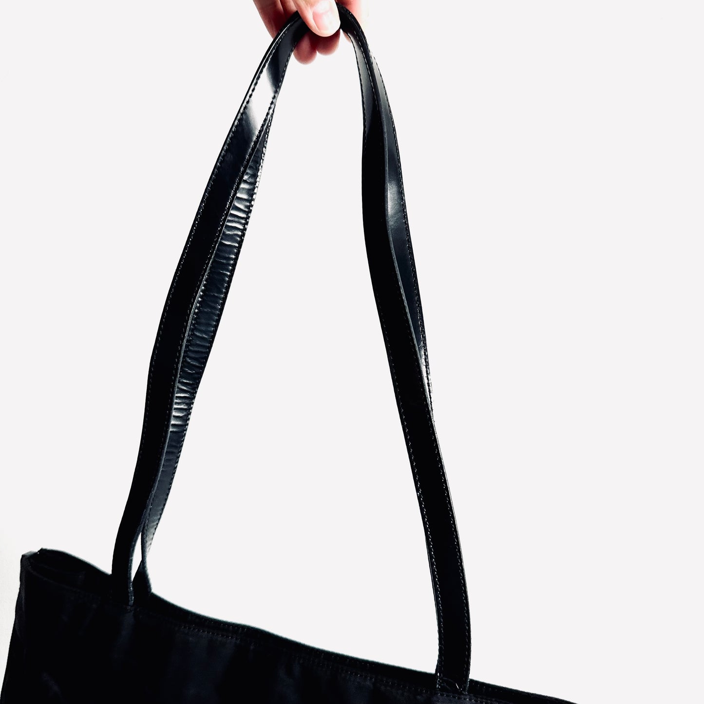 Prada Black Tessuto Classic Logo Nylon Zip Around Shoulder Shopper Tote Bag