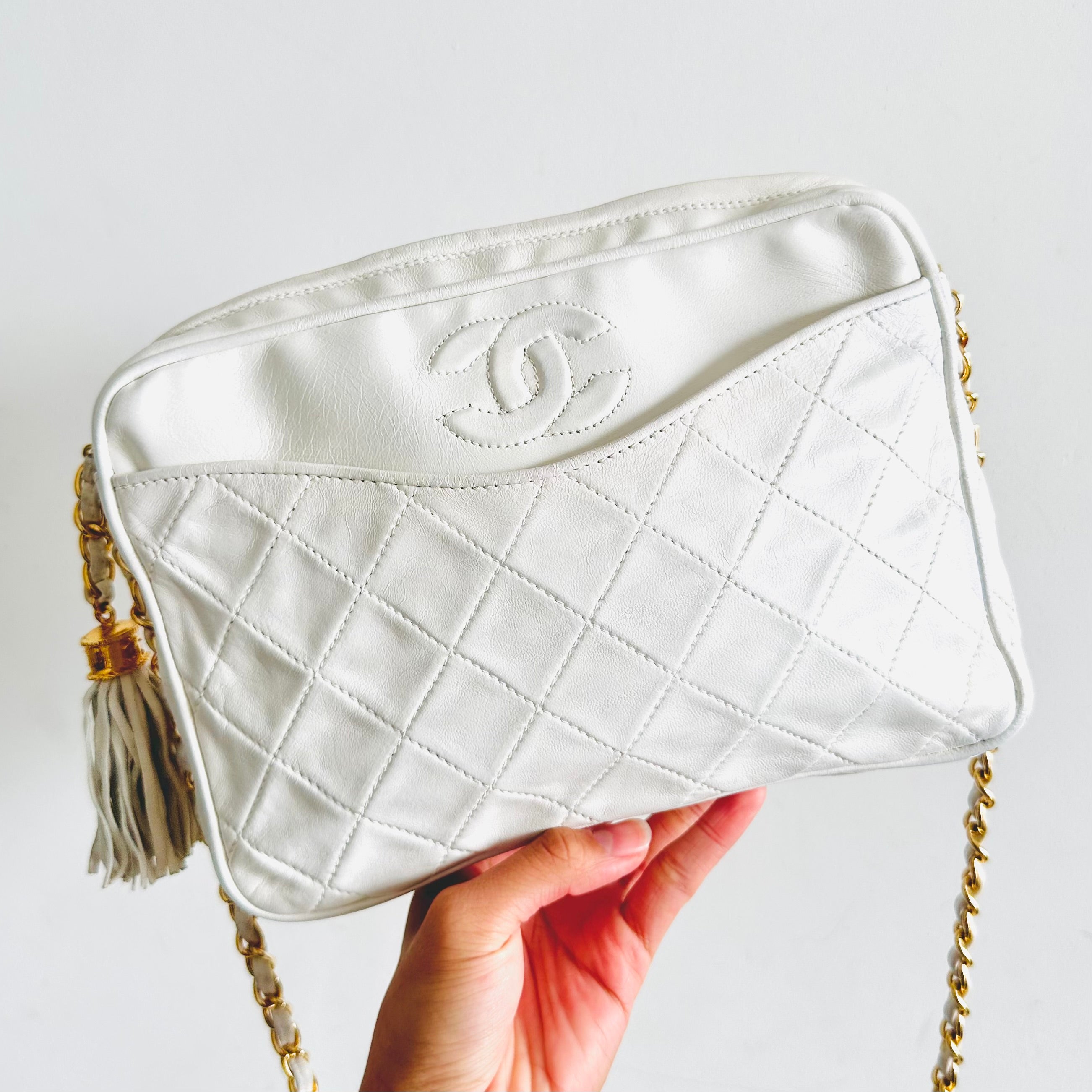 Chanel white sling outlet bag