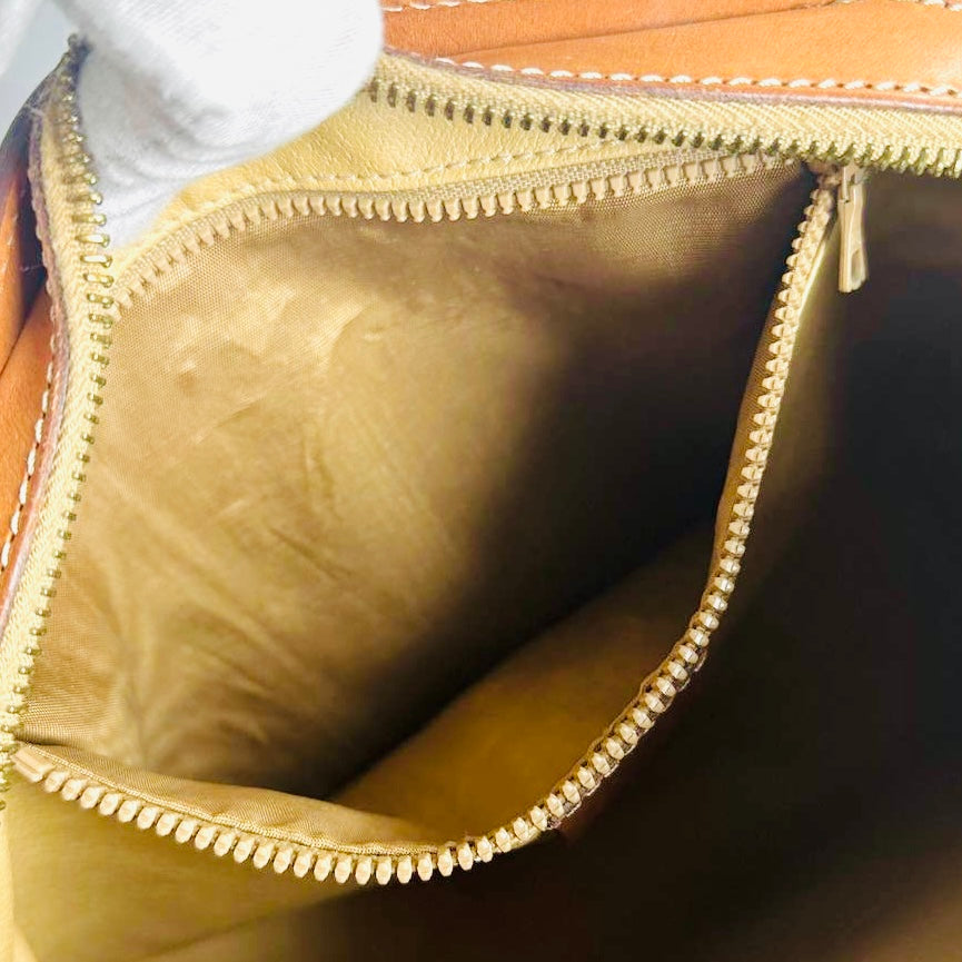 Celine Beige GHW Triomphe Monogram Logo Small Zip Shoulder Sling Bag