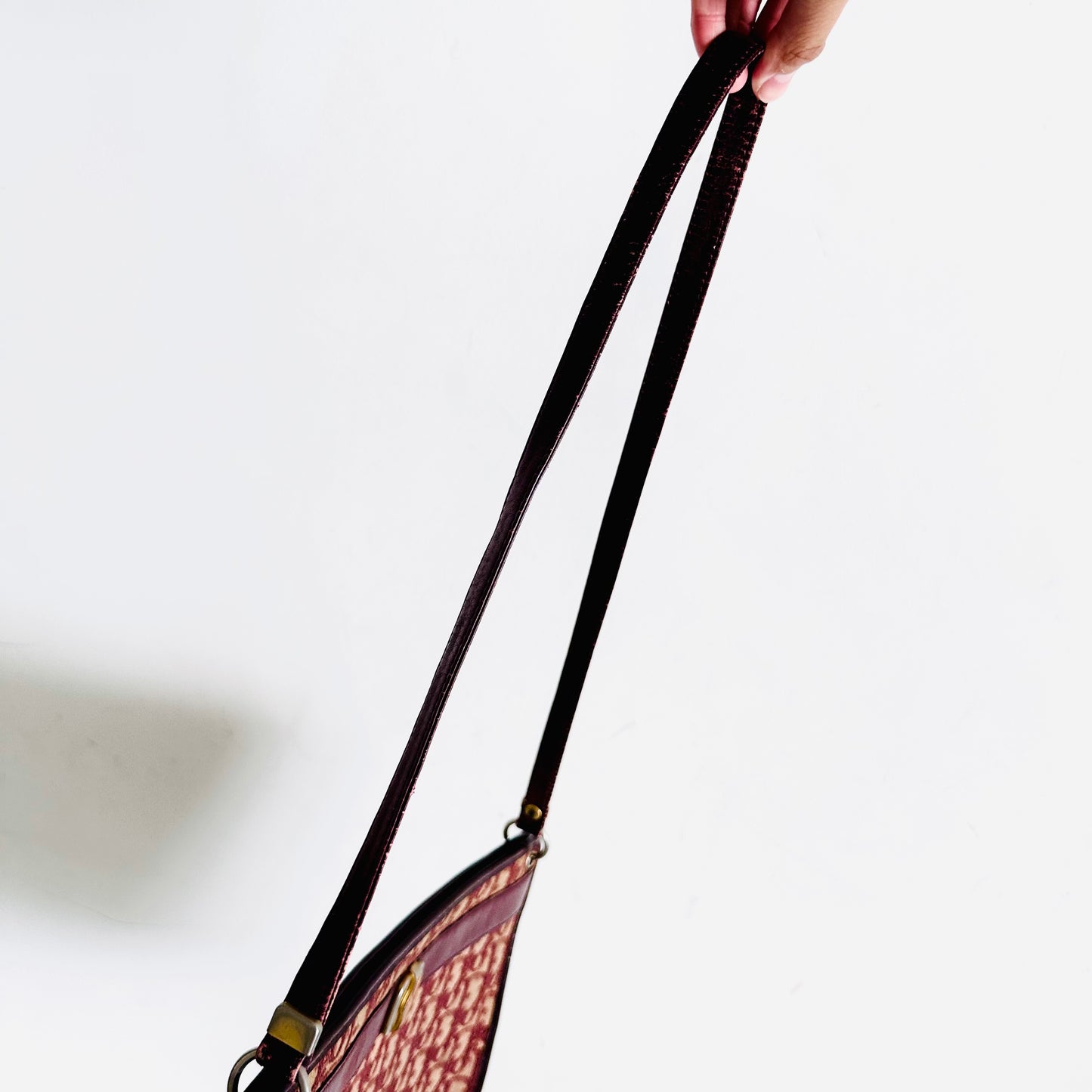 Christian Dior CD Maroon Red GHW Oblique Monogram Logo Shoulder Sling Bag