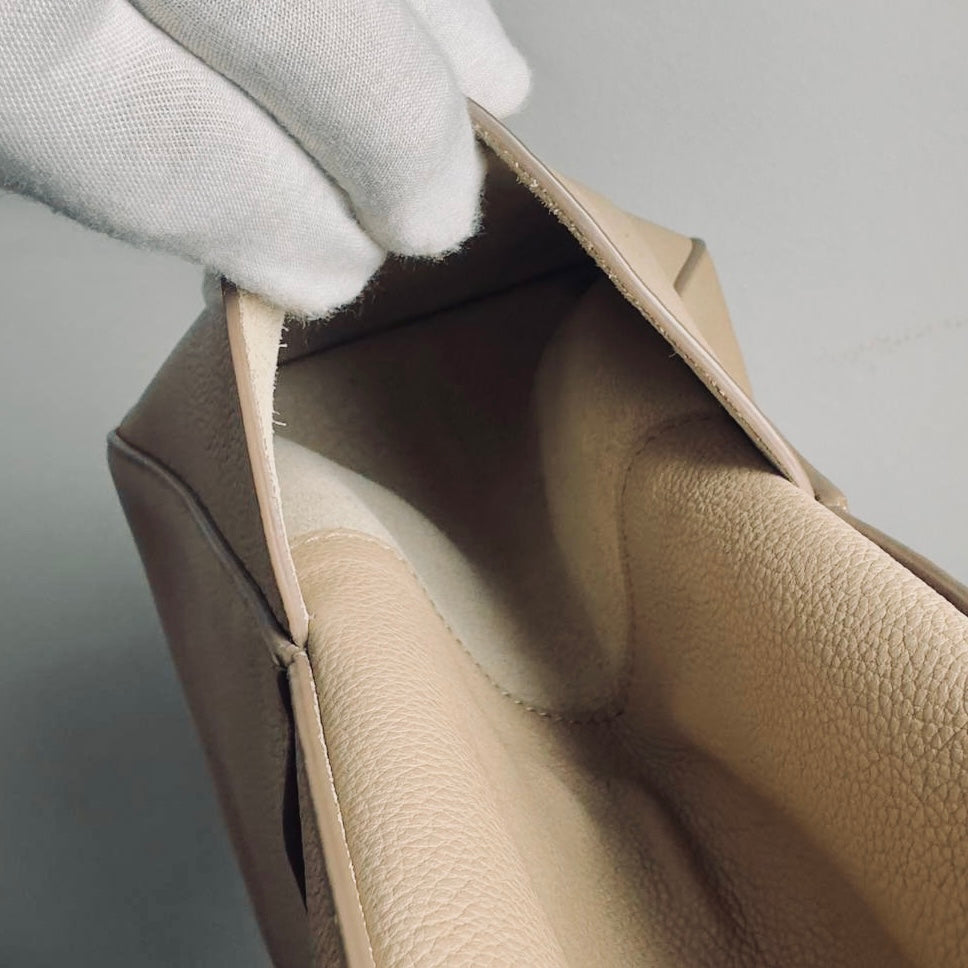 Celine Sangle Sand Taupe Beige GHW Bucket Shoulder Sling Bag Supple Grained Calfskin Leather