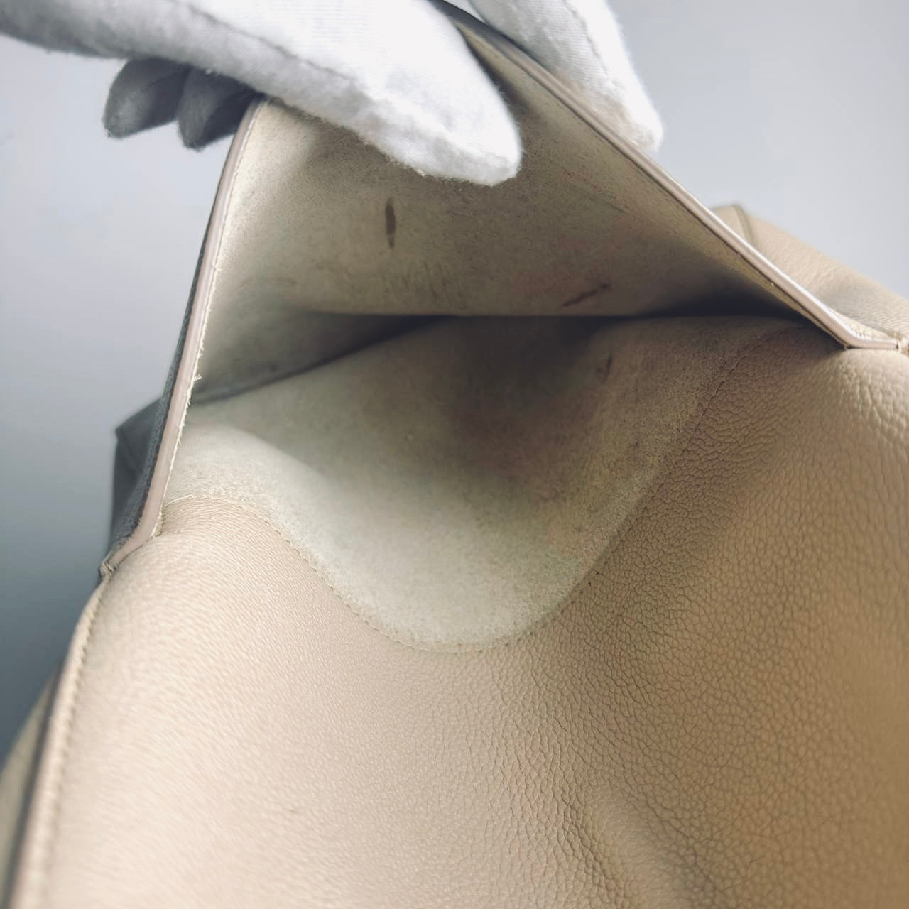 Celine Sangle Sand Taupe Beige GHW Bucket Shoulder Sling Bag Supple Grained Calfskin Leather
