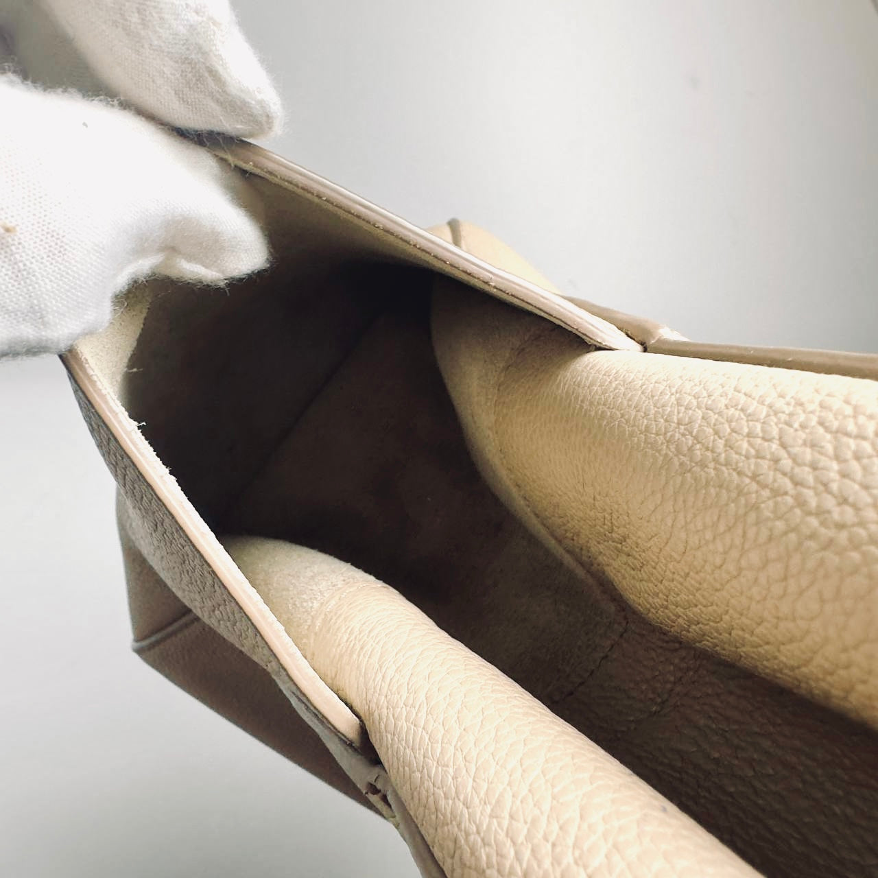 Celine Sangle Sand Taupe Beige GHW Bucket Shoulder Sling Bag Supple Grained Calfskin Leather